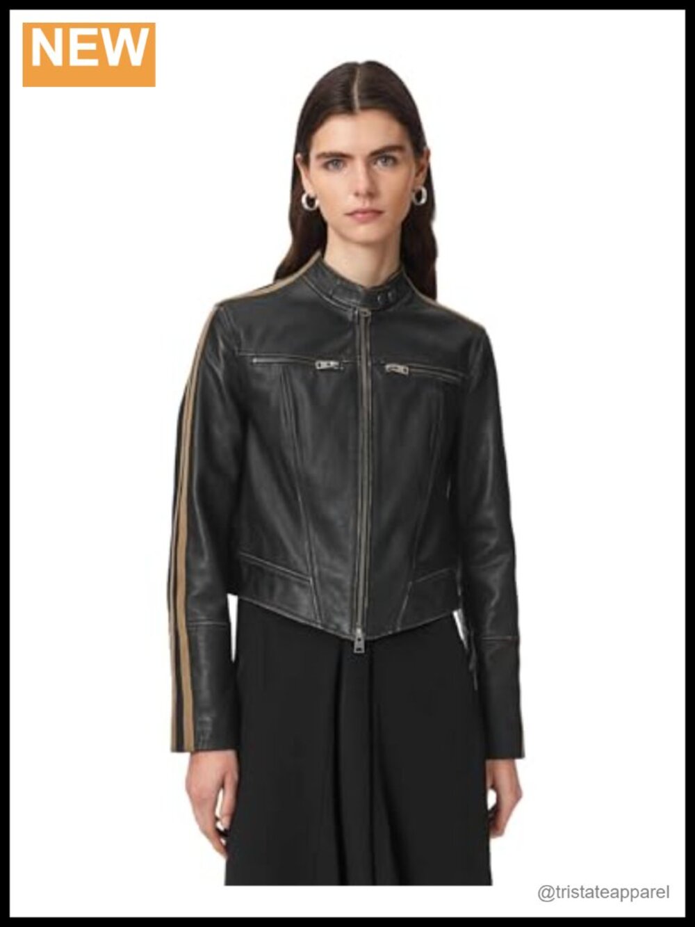 100% Leather Motorcycle Jacket, Edgy Biker Style, Zip Front